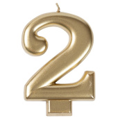 Свеча для торта Цифра Золотая "2" 8см