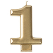 Свеча для торта Цифра Золотая "1" 8см
