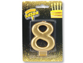 Свеча для торта Цифра Золотая "8" 8см