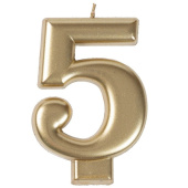 Свеча для торта Цифра Золотая "5" 8см