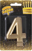 Свеча для торта Цифра Золотая "4" 8см