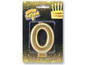 Свеча для торта Цифра Золотая "0" 8см