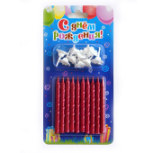 Свеча для торта с держателем металлик витая Бордовые 6х0,5см (уп10)