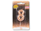 Свеча для торта Цифра Розовое золото "8" 4,5см