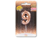 Свеча для торта Цифра Розовое золото "9" 4,5см