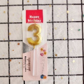 Свеча для торта Цифра грани Золото "3" 