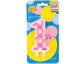 Свеча для торта Цифра Медвежонок девочка "1"