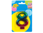 Свеча для торта Цифра Радуга металлик "8" 8см