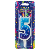 Свеча для торта Цифра Цветное пламя "5"