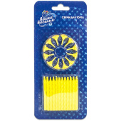 Свеча для торта с держателем Классические Сверкающий глиттер Желтый 6см (уп24)