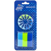 Свеча для торта с держателем витая Ассорти для мальчика 6см (уп24)