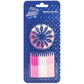 Свеча для торта с держателем витая Ассорти для девочки 6см (уп24)