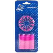 Свеча для торта с держателем Классические Сверкающий глиттер Розовый 6см (уп24)