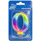 Свеча для торта Цифра Радужная "0"