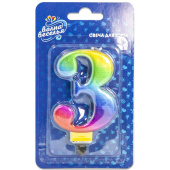 Свеча для торта Цифра Радужная "3"