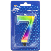 Свеча для торта Цифра Радужная "7"