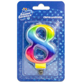 Свеча для торта Цифра Радужная "8"