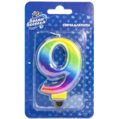 Свеча для торта Цифра Радужная "9"