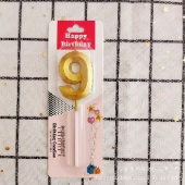 Свеча для торта Цифра грани Золото "9"