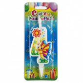 Свеча для торта Цифра Бабочка "4"