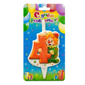 Свеча для торта Цифра Клоун "4" 12см