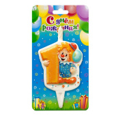 Свеча для торта Цифра Клоун "1" 12см