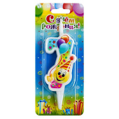 Свеча для торта Цифра Смайлик с шарами "7"