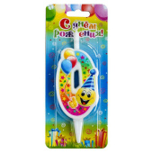 Свеча для торта Цифра Смайлик с шарами "0"