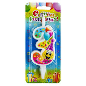 Свеча для торта Цифра Смайлик с шарами "3"