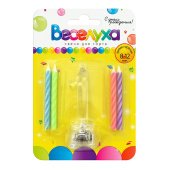 Свеча для торта Цифра С мигающим держателем "1" (свечи 4шт 6см мигающий держатель 8см)