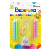 Свеча для торта Цифра С мигающим держателем "4" (свечи 4шт 6см мигающий держатель 8см)