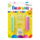 Свеча для торта Цифра С мигающим держателем "5" (свечи 4шт 6см мигающий держатель 8см)