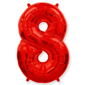 Шар фольга Цифра 40''/Fm Красная Red "8"
