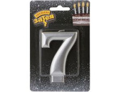 Свеча для торта Цифра Серебряная "7" 8см