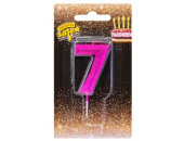 Свеча для торта Цифра Диамант Маджента "7" 4,5см