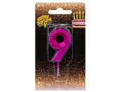 Свеча для торта Цифра Диамант Маджента "9" 4,5см