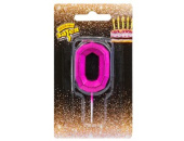 Свеча для торта Цифра Диамант Маджента "0" 4,5см