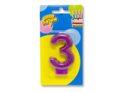 Свеча для торта Цифра Блестящая "3" 7,6см