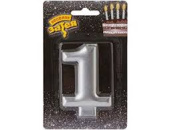 Свеча для торта Цифра Серебряная "1" 8см