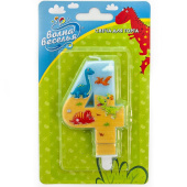 Свеча для торта Цифра Динозаврики "4" 9см