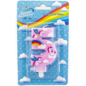 Свеча для торта Цифра Волшебные единороги Розовый "5" 9см