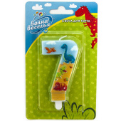 Свеча для торта Цифра Динозаврики "7" 9см