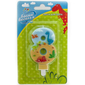 Свеча для торта Цифра Динозаврики "8" 9см