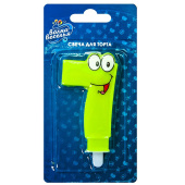 Свеча для торта Цифра Глазки "7" салатовая 7см