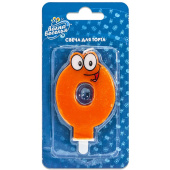 Свеча для торта Цифра Глазки "0" оранжевая 7см