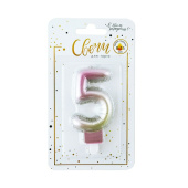 Свеча для торта Цифра Нежный градиент "5" 7,5см