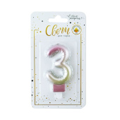 Свеча для торта Цифра Нежный градиент "3" 7,5см