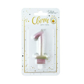 Свеча для торта Цифра Нежный градиент "1" 7,5см