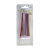 Свеча для торта с держателем Гигант металлик макарунс Ассорти 10см XL (уп6)