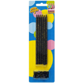 Свеча для торта с держателем Черные блеск 14см (уп12)